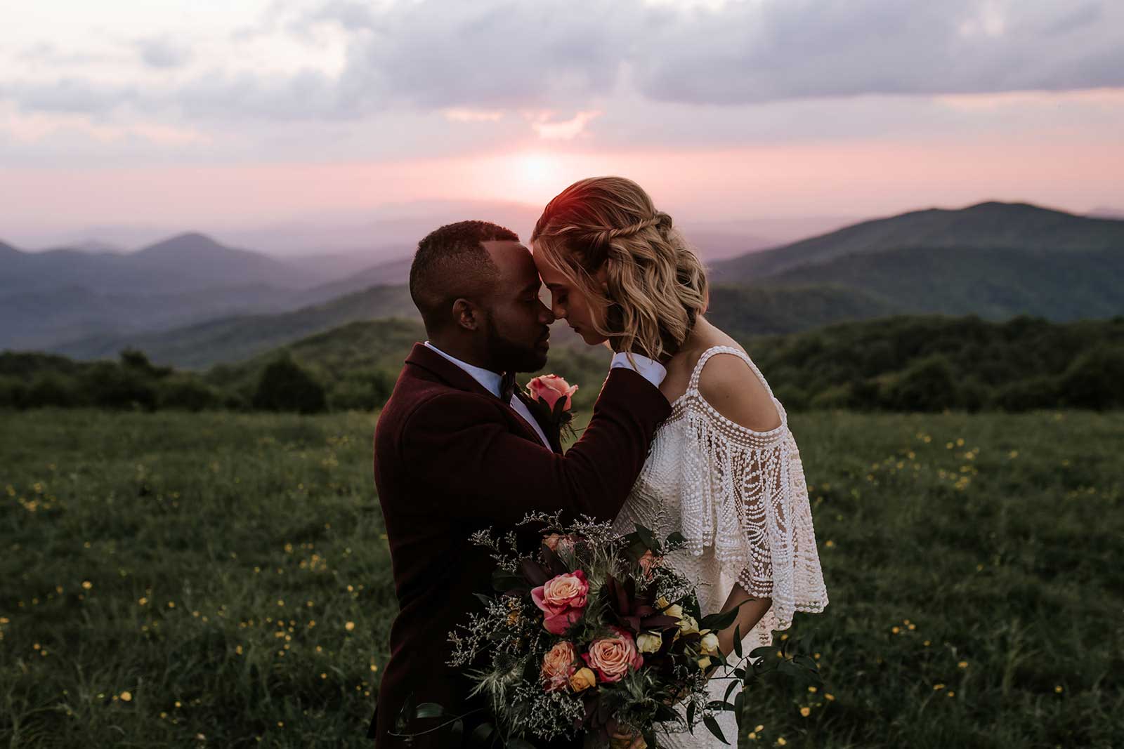 Biracial couple elopement image