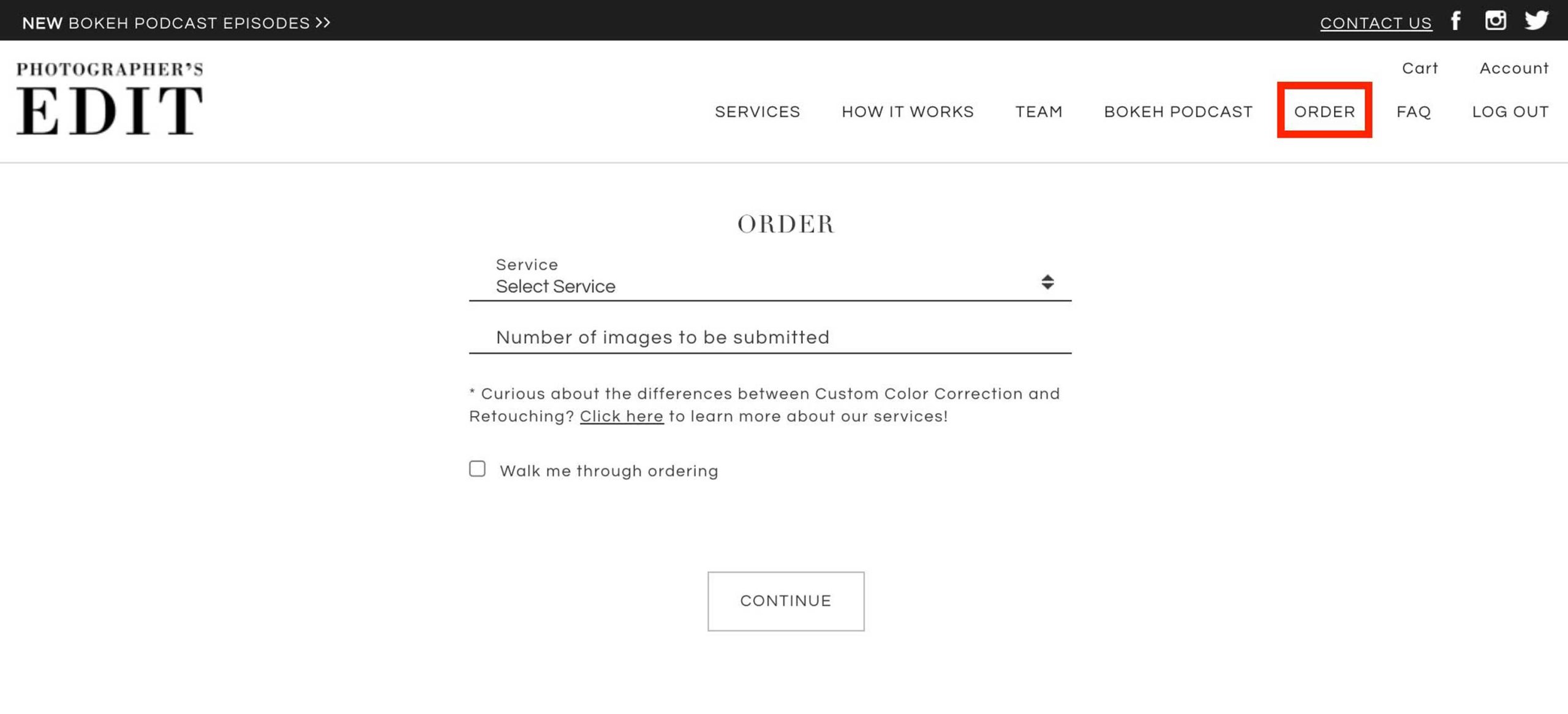 PE Order Form Example