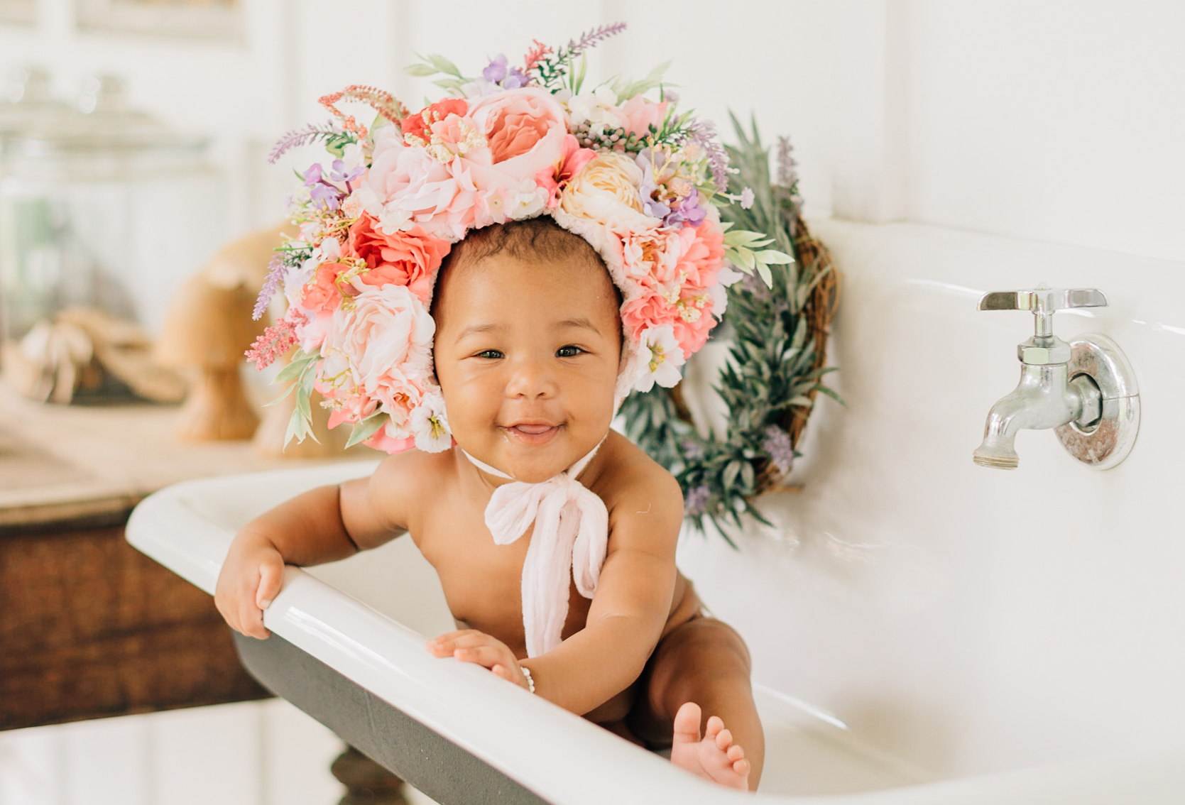Edited image of baby in sink